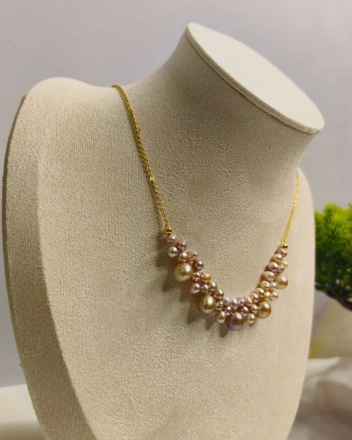 Purple Freshwater Pearl Cluster Necklace – 17 Inch - Image 4