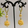 Handcrafted Soft Pink Cluster Pearl Earrings with Gold Hooks