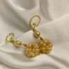 Handcrafted Soft Pink Cluster Pearl Earrings with Gold Hooks - Image 2