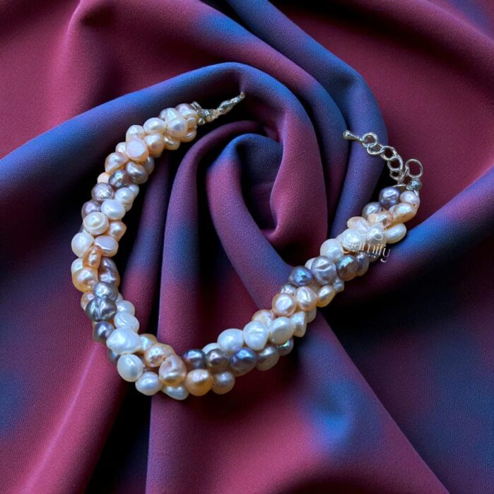 Original 3-Layer Twisted Freshwater Pearl Bracelet | Adjustable Size | - Image 3