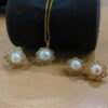 Classic White Freshwater Pearl Jewelry Set – Adjustable Ring, Stud Earrings & Pendant with Chain - Image 2