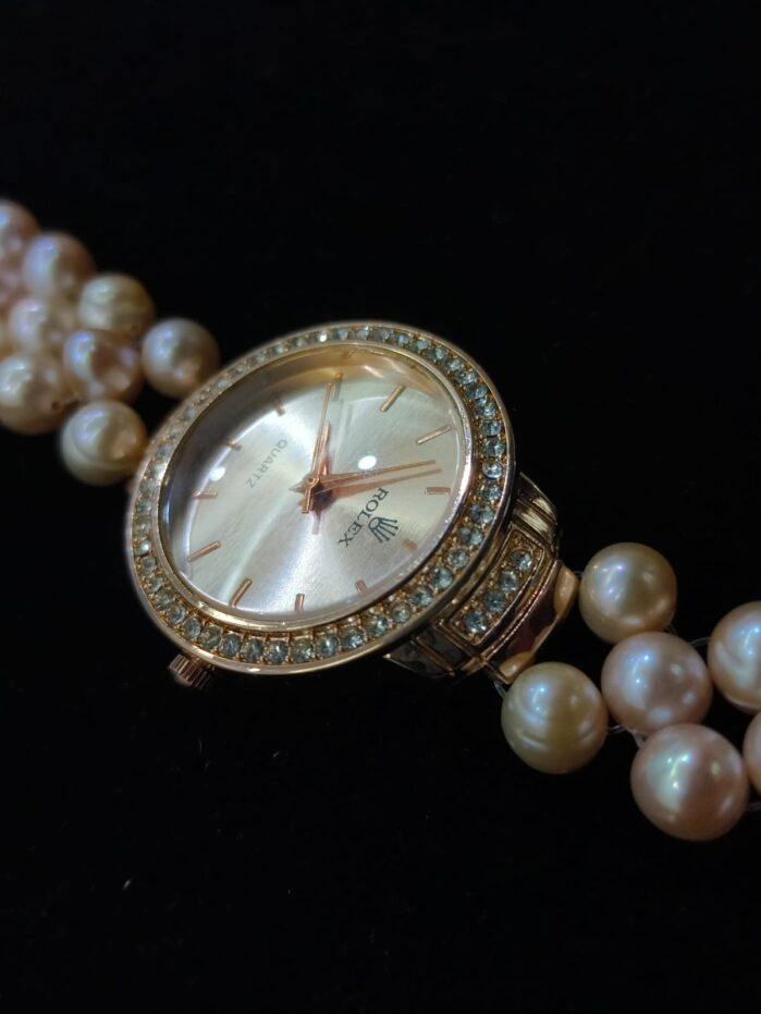 Luxury Freshwater Pearl Bracelet Watch for Women – Quartz Movement with Crystal Bezel - Image 3