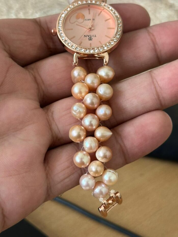 Luxury Freshwater Pearl Bracelet Watch for Women – Quartz Movement with Crystal Bezel - Image 3
