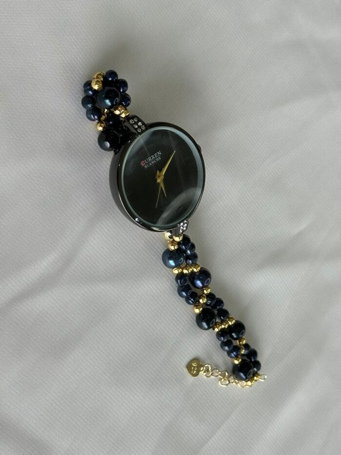 Original Black Freshwater Pearl Watch – Adjustable Size For Women - Image 2