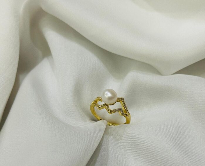 Original Pearl Adjustable Ring - Gold with White Pearl & Zircon