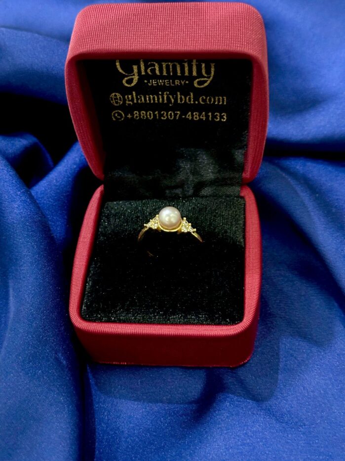 Gold-Tone Ring with Natural Purple Pearl - Adjustable Size - Image 4