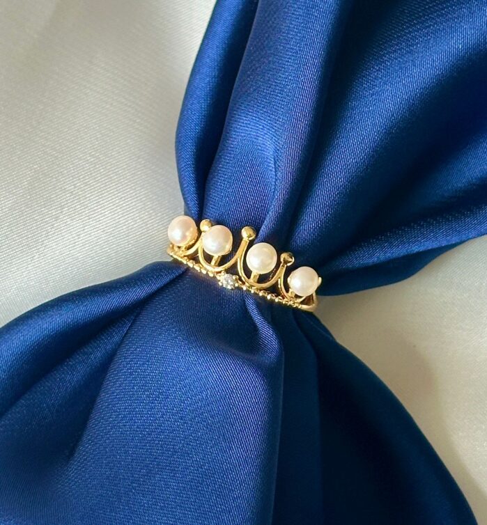 Crown Pearl Ring - Gold-Tone with Multiple Pearls