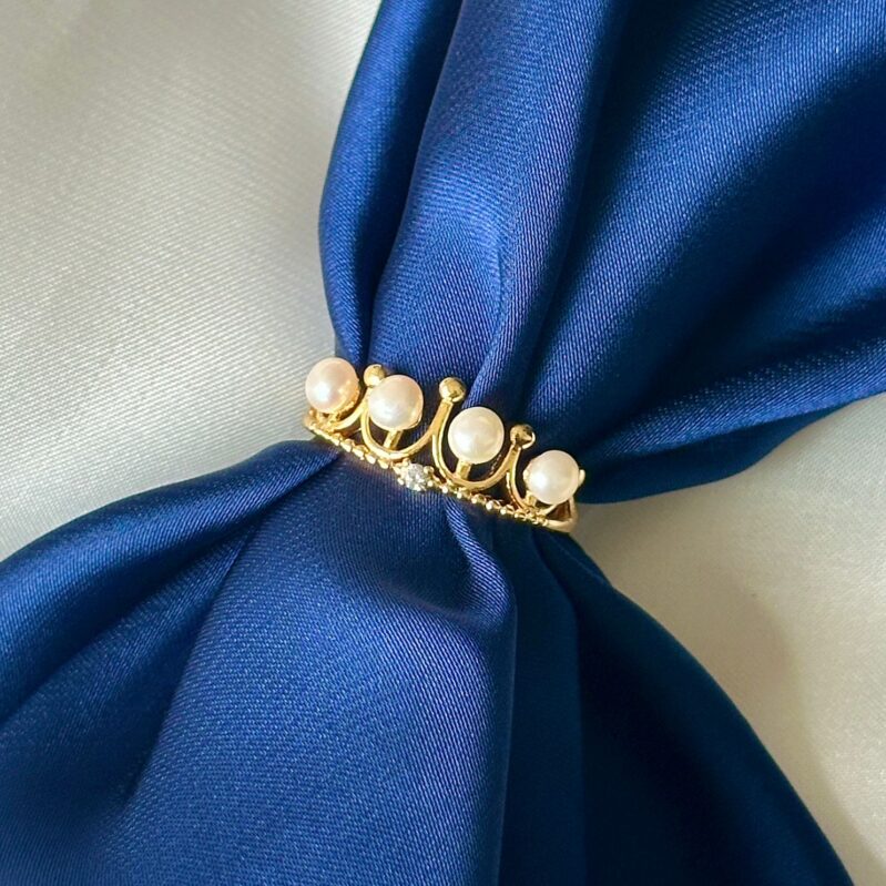 Crown Pearl Ring - Gold-Tone with Multiple Pearls