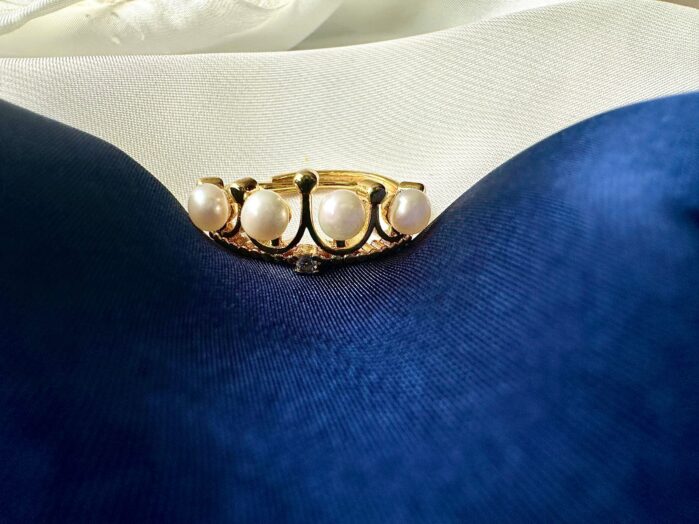 Crown Pearl Ring - Gold-Tone with Multiple Pearls - Image 4