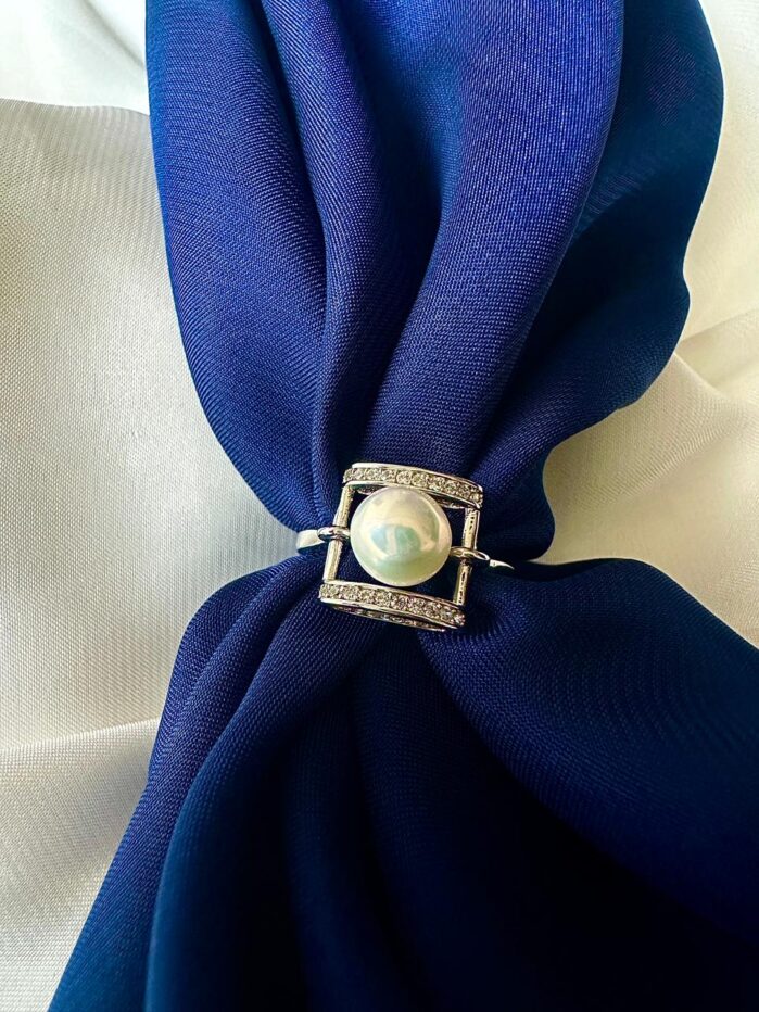 Pearl Adjustable Ring - Modern Square Design