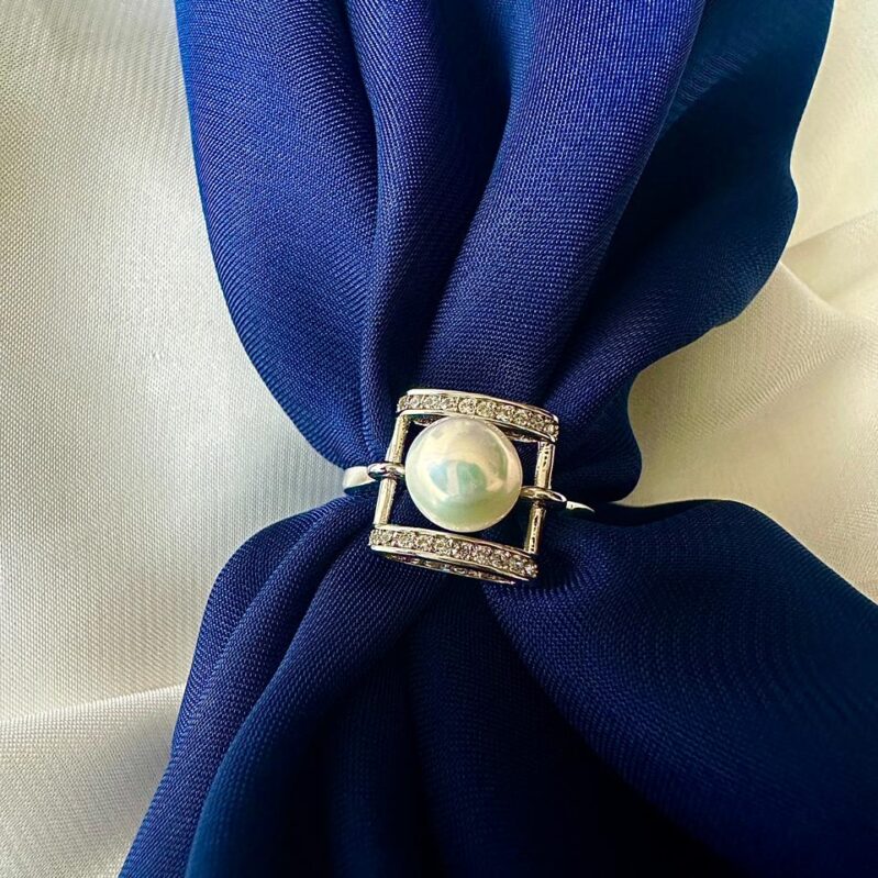 Pearl Adjustable Ring - Modern Square Design