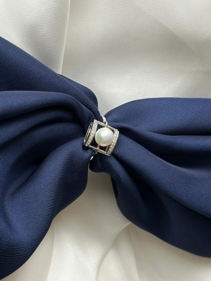 Pearl Adjustable Ring - Modern Square Design - Image 3