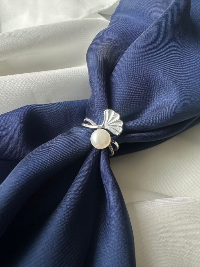 Ring - Silver-Tone Ginkgo Leaf Design - Image 3