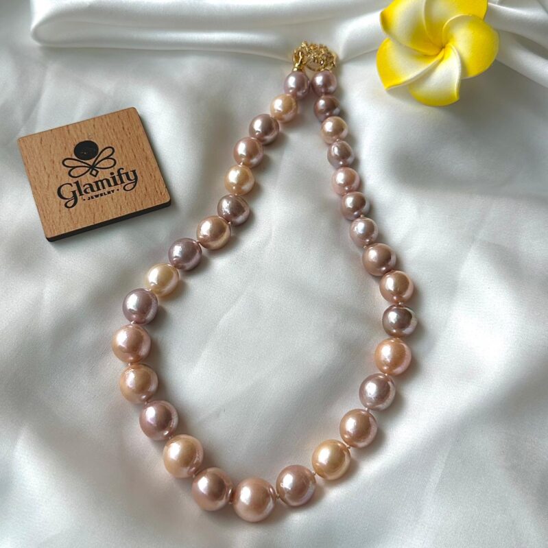 Luxury Sea Pearl Necklace - 13-15mm Pink & Purple