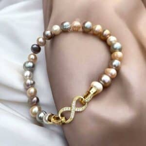 Multi-Toned Freshwater Pearl Bracelet | Infinity Clasp - 2.10