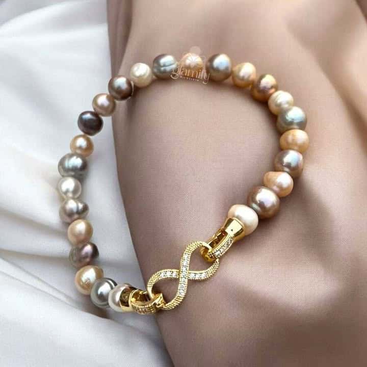 Multi-Toned Freshwater Pearl Bracelet | Infinity Clasp