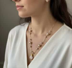 Lavender Freshwater Baroque Pearl Necklace with Hand-Wrapped Pendant