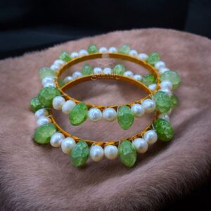 Freshwater Pearl & Panna Churi | AAA Grade Pearl Bangle Set