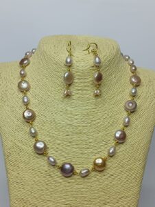 AAA Grade Coin & Round Pearl Necklace Set | Multi-Toned Freshwater Pearls