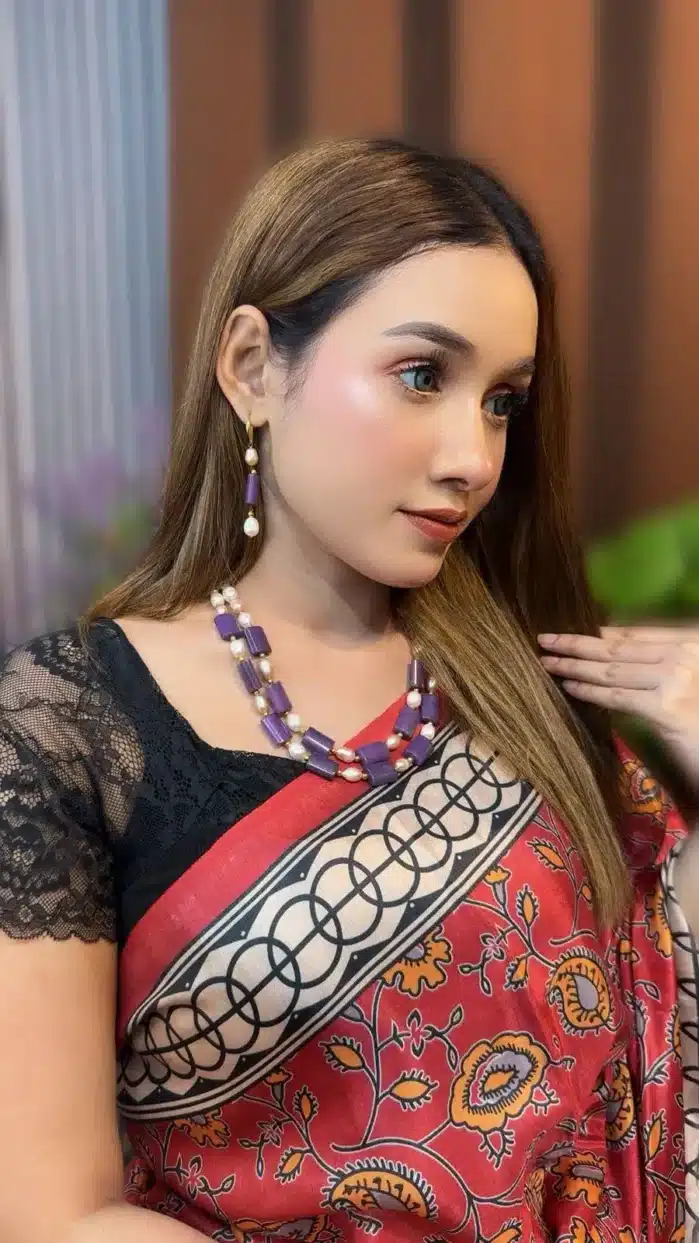 Rice Pearl & Regal Purple Stone Necklace Set | Designer Jewelry