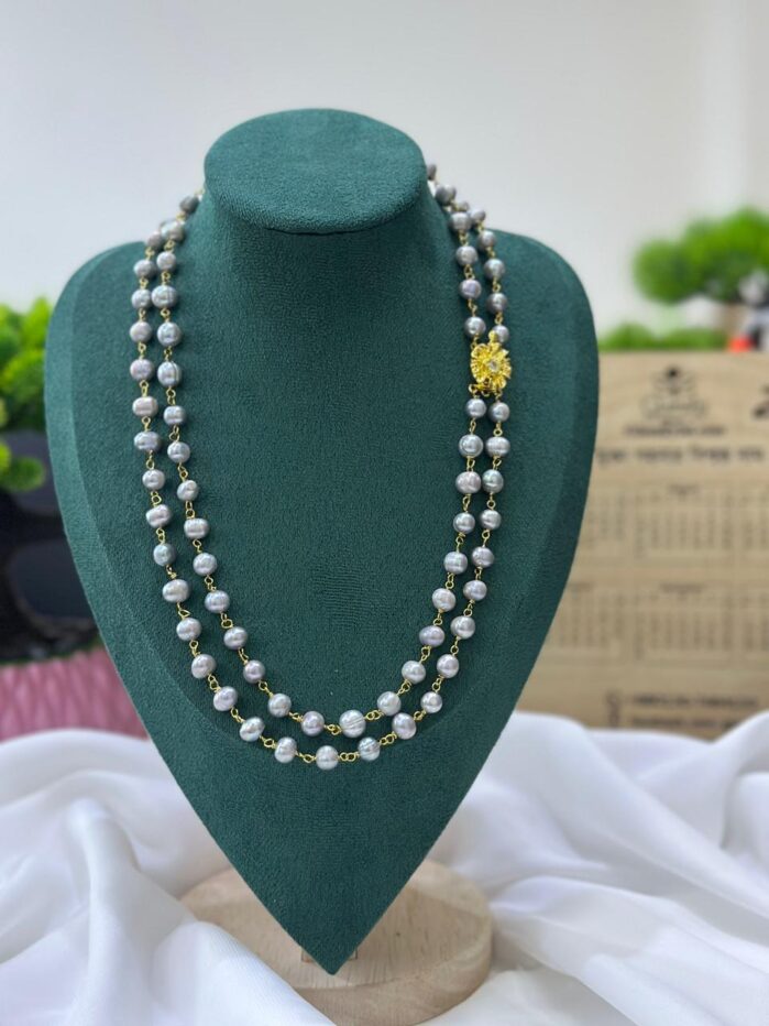 AAA grade silver Pearl Double Layer Necklace - Image 7