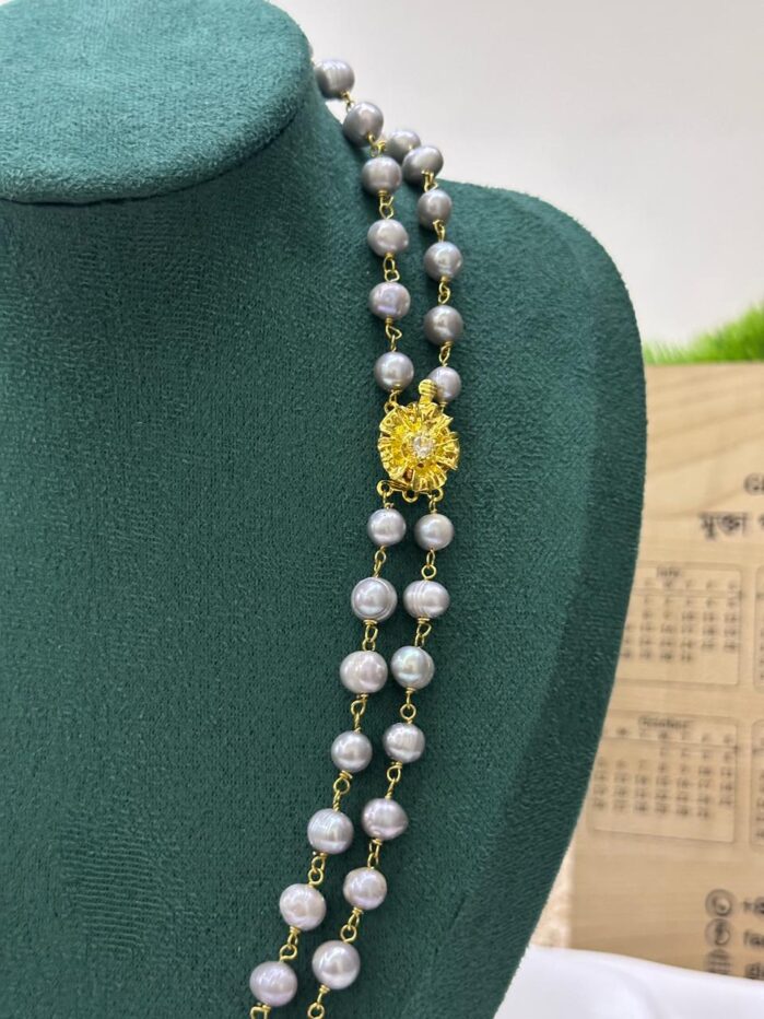 AAA grade silver Pearl Double Layer Necklace - Image 5