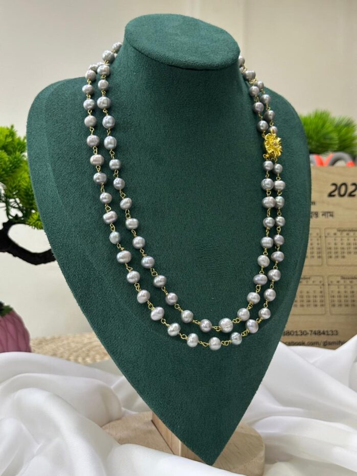 AAA grade silver Pearl Double Layer Necklace - Image 6
