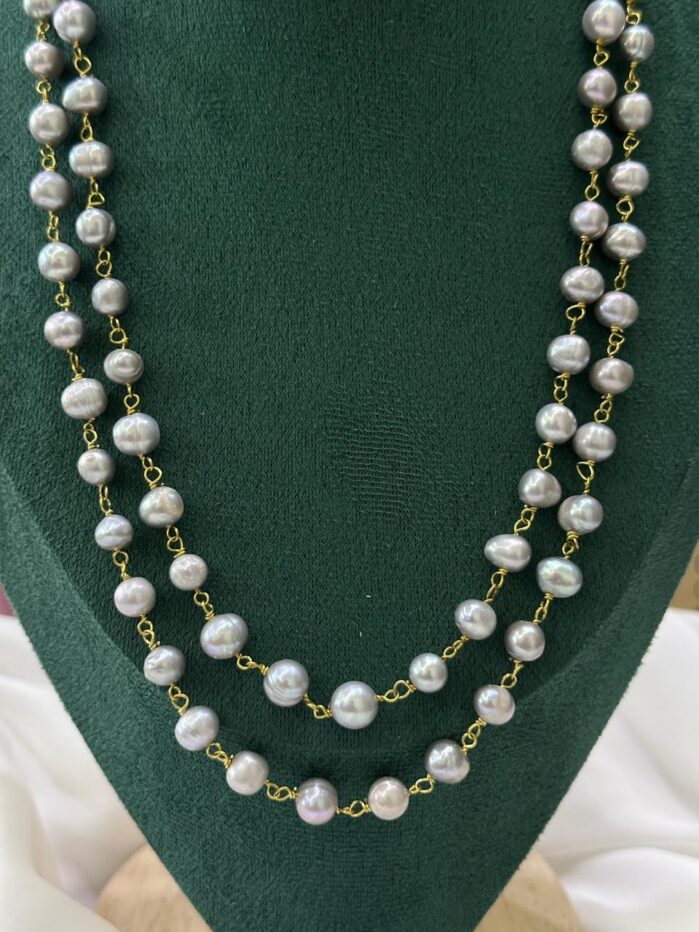 AAA grade silver Pearl Double Layer Necklace - Image 4