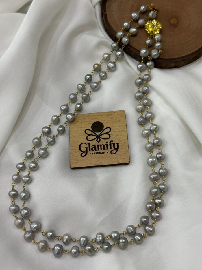 AAA grade silver Pearl Double Layer Necklace - Image 2