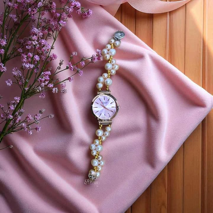 Original Pink Pearl Bracelet Watch - Water-Resistant