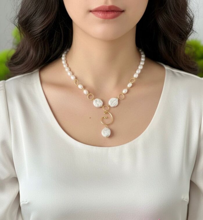 Luxurious Freshwater Pearl Necklace - 18" Gold Plated