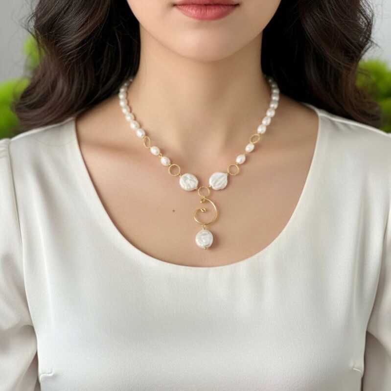 Luxurious Freshwater Pearl Necklace - 18" Gold Plated