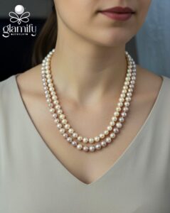 10mm Shiny Pearl Double Layer Necklace - 24 & 26 Inch