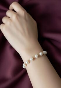 Adjustable White Pearl Bracelet | 925 Silver | 7mm Freshwater