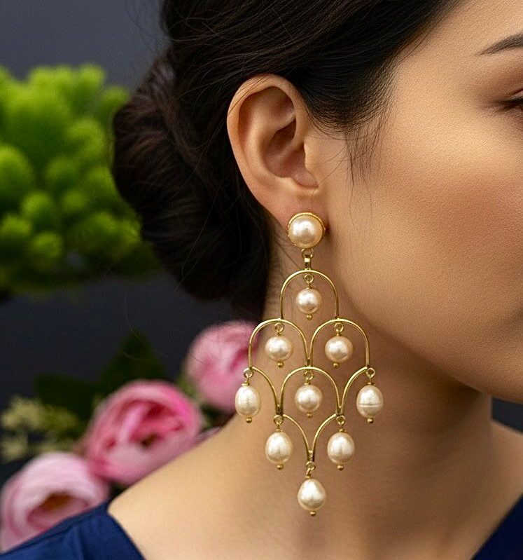 Original Pink Pearl Jhumka Earrings | 18K Gold Plated