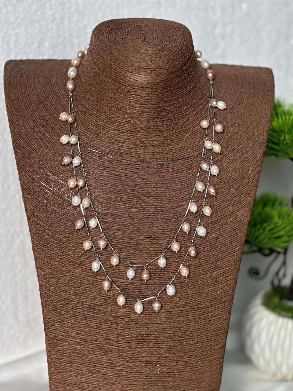 Multi-Color Rice Pearl Double-Layer Necklace | 7-8mm - Image 6