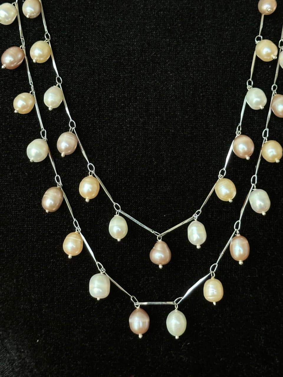 Multi-Color Rice Pearl Double-Layer Necklace | 7-8mm - Image 3