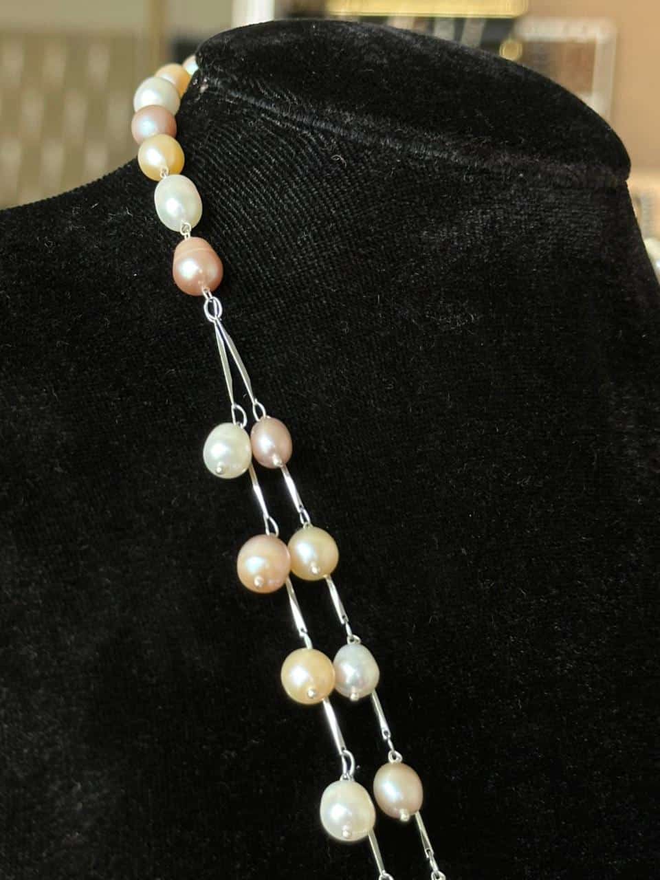 Multi-Color Rice Pearl Double-Layer Necklace | 7-8mm - Image 4