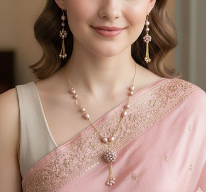 AAA Freshwater Pearl & Rice Pearl 14K Gold Plated Necklace Set