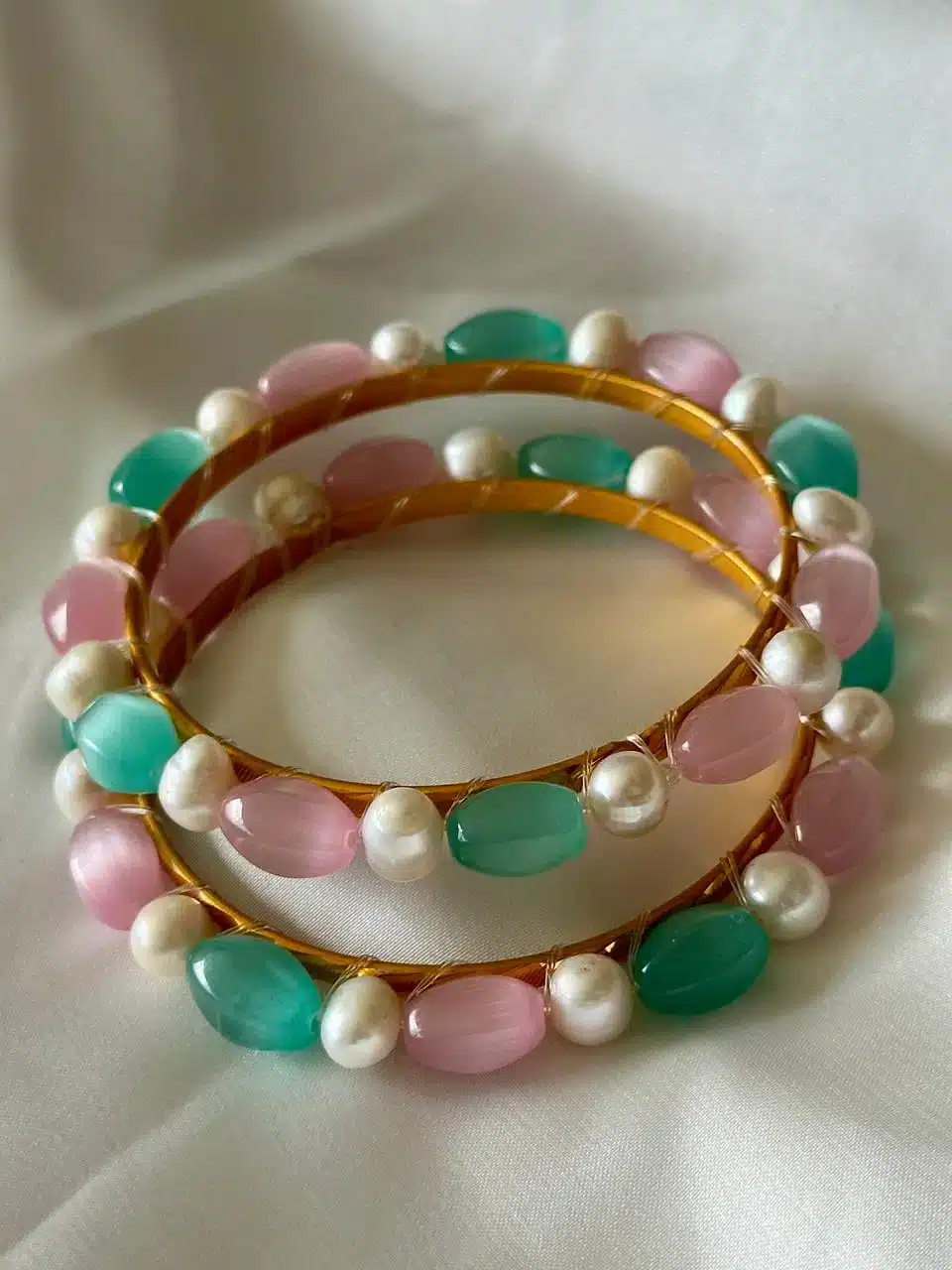 Freshwater Pearl & Onyx Stone Bangle Set | Muktar Churi BD - Image 4