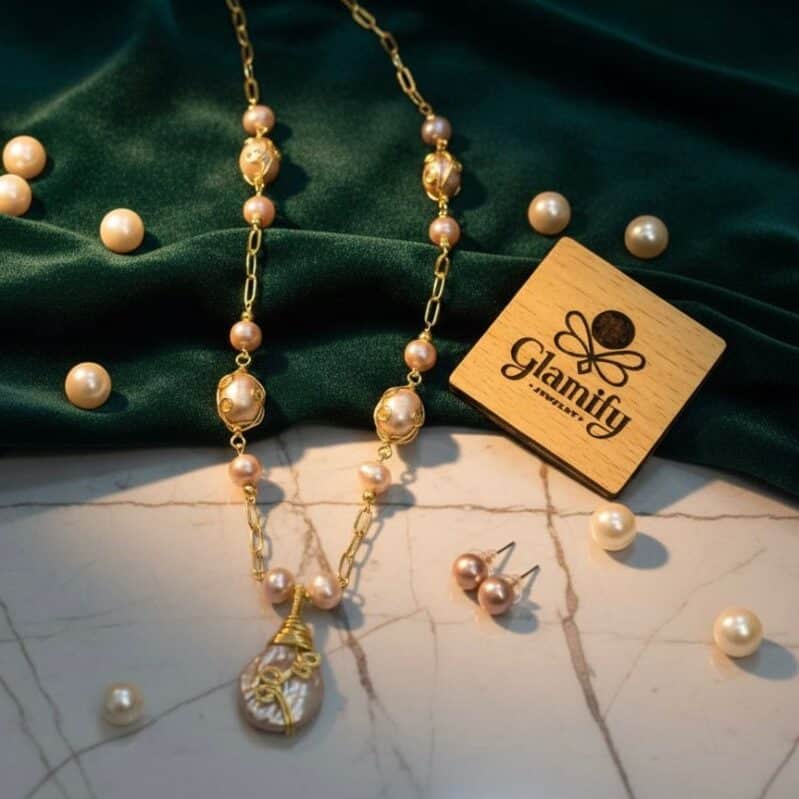 Lavender Freshwater Baroque Pearl Necklace with Hand-Wrapped Pendant