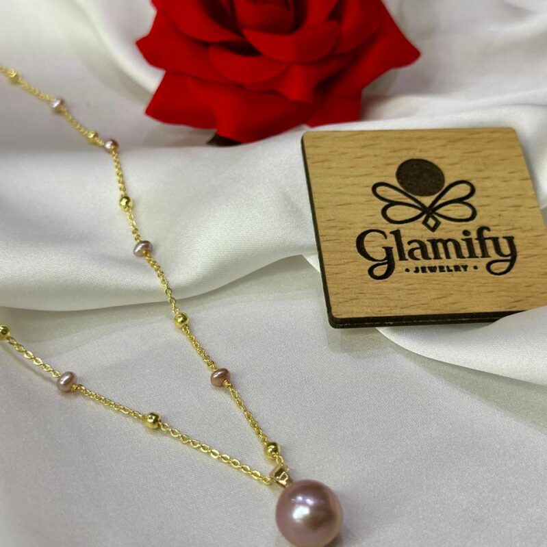 Luxury Purple Sea Pearl Necklace: 11-12mm Cultured Pearls