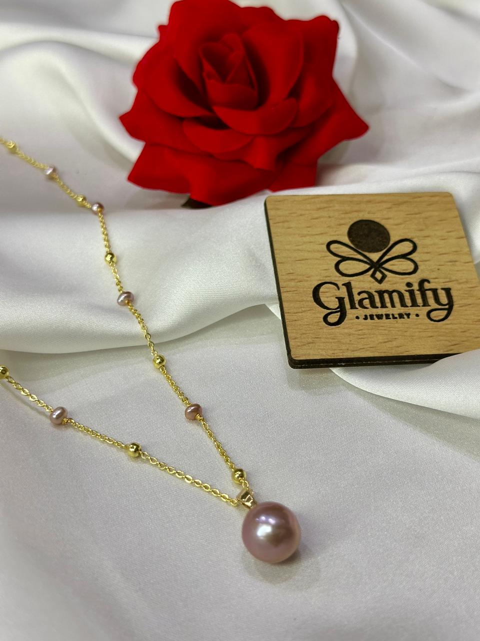 Luxury Purple Sea Pearl Necklace: 11-12mm Cultured Pearls