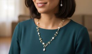 14K Gold Plated Coin & Round Pearl Necklace Set aaa grade