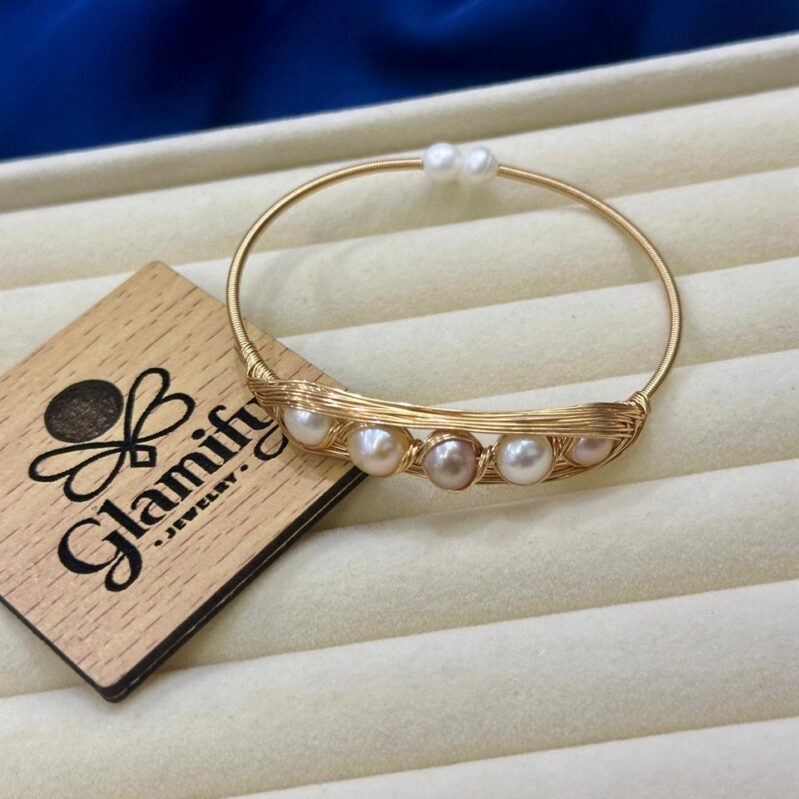 Freshwater Pearl Bracelet – Elegant Minimal Gold Wire Design | Glamifybd