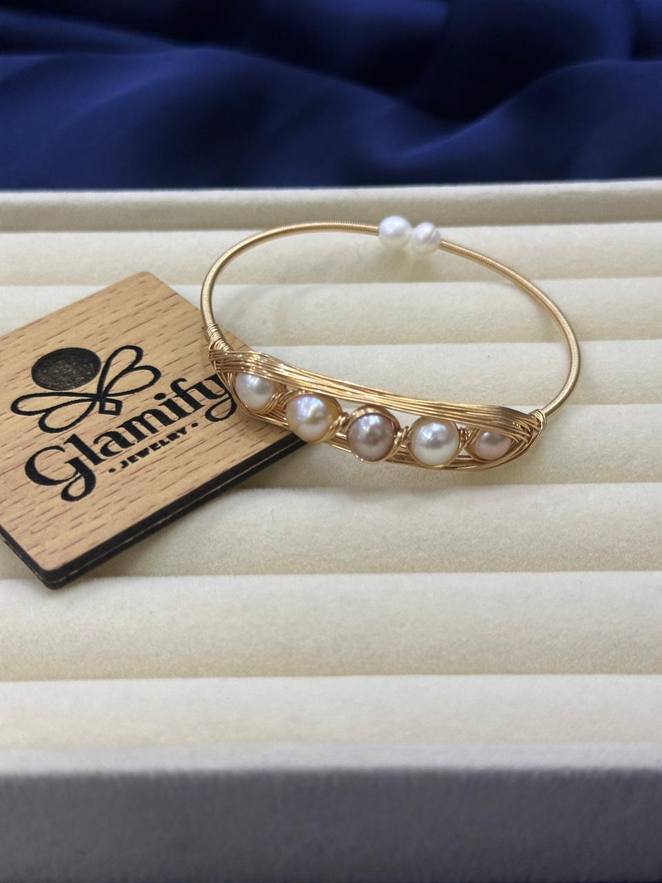 Freshwater Pearl Bracelet – Elegant Minimal Gold Wire Design | Glamifybd - Image 4