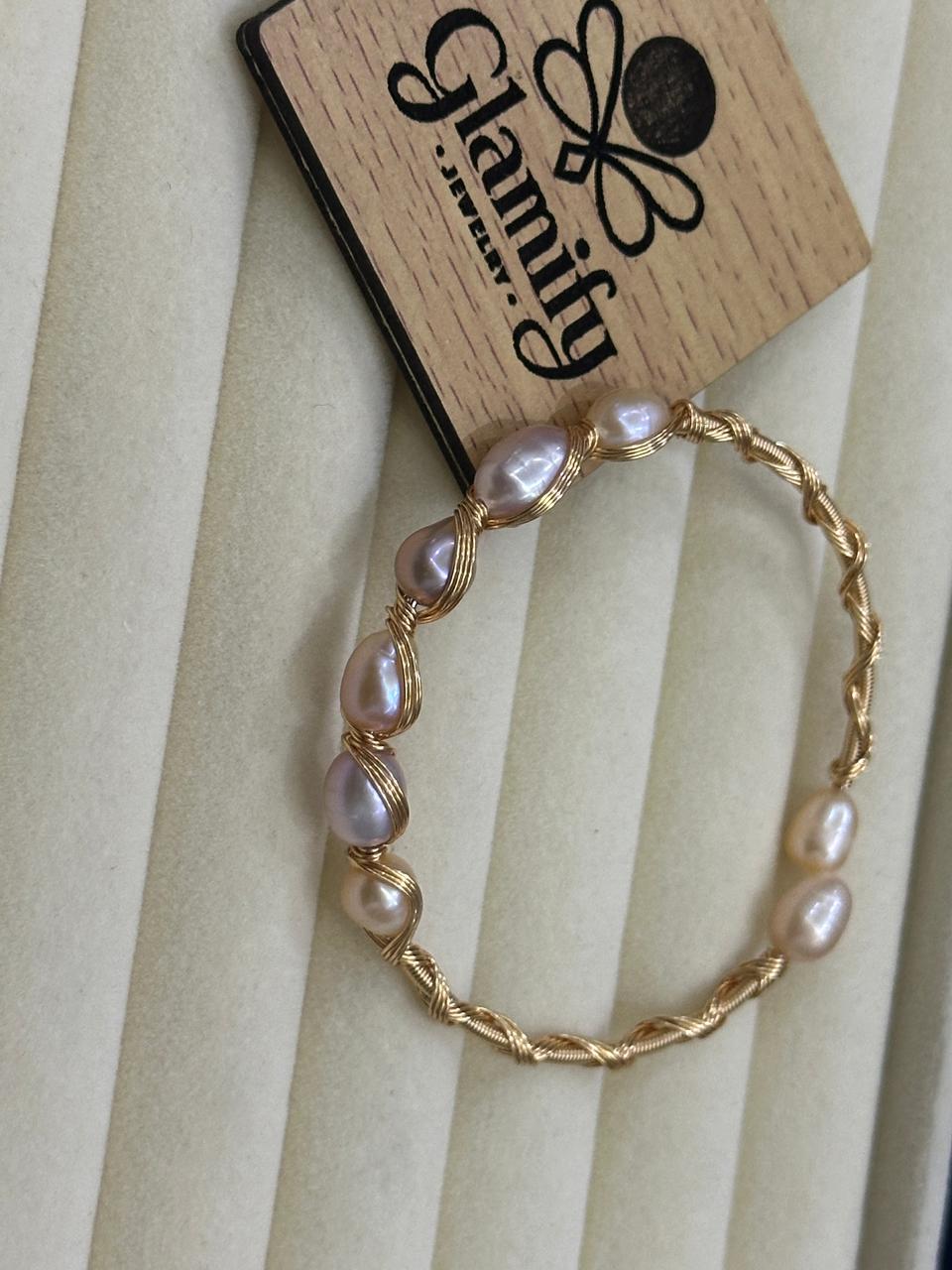 Handcrafted Freshwater Pearl Twisted Wire Bracelet – Glamifybd Exclusive - Image 2