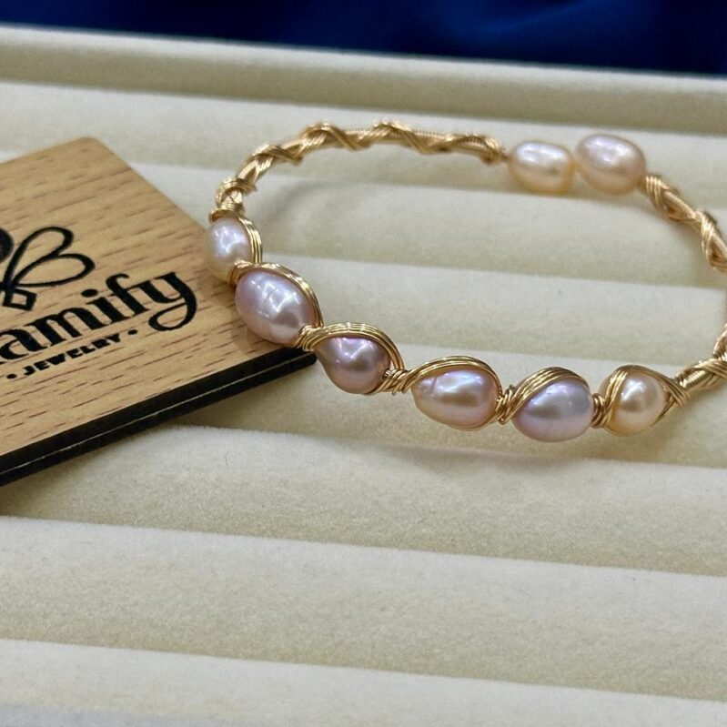 Handcrafted Freshwater Pearl Twisted Wire Bracelet – Glamifybd Exclusive