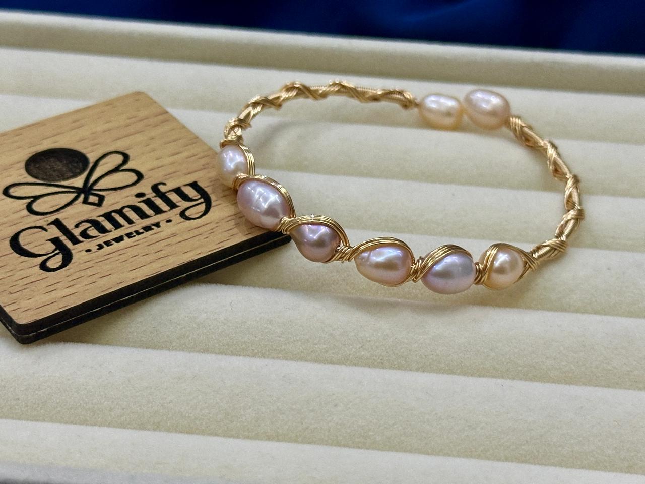 Handcrafted Freshwater Pearl Twisted Wire Bracelet – Glamifybd Exclusive