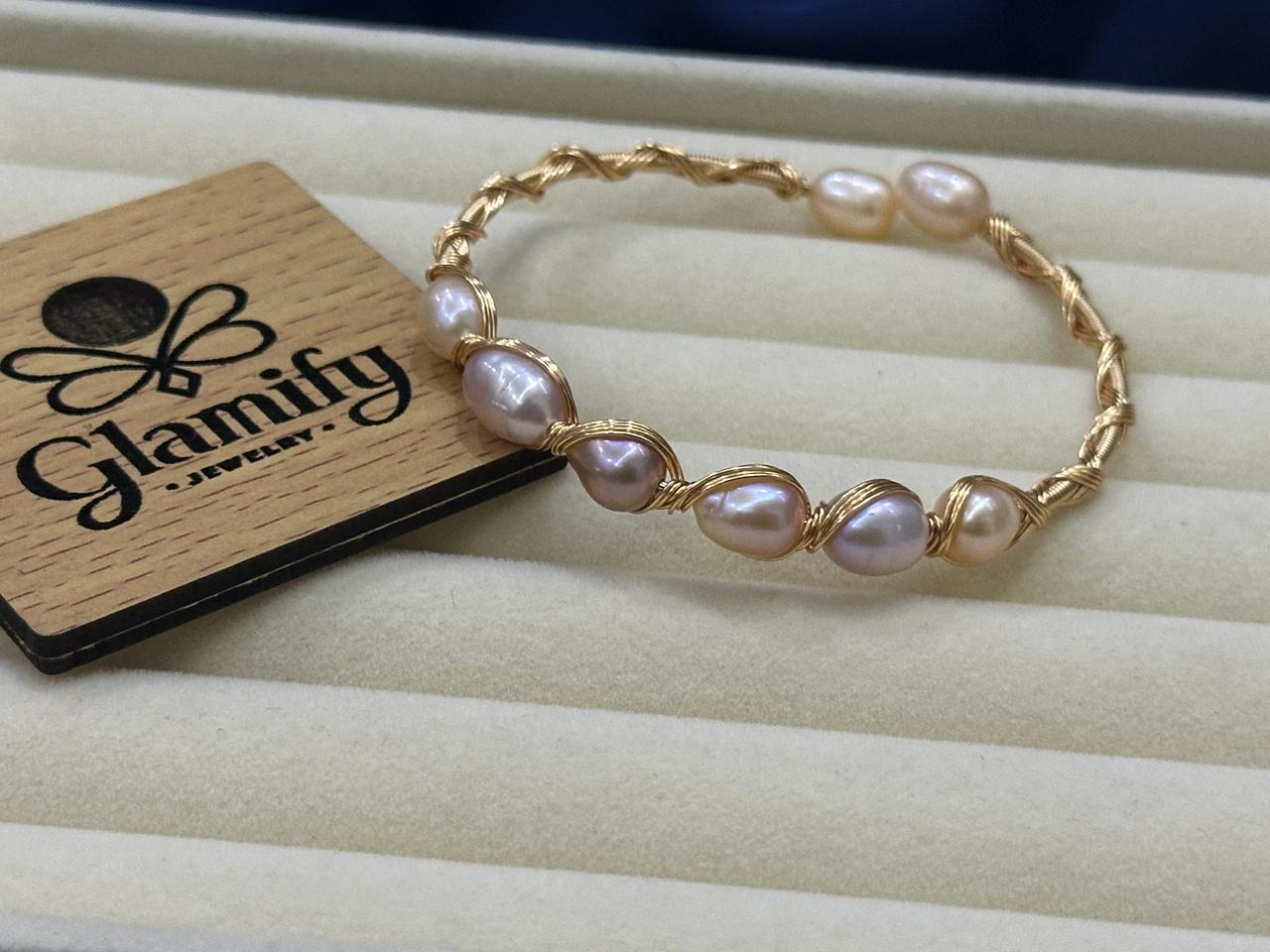 Handcrafted Freshwater Pearl Twisted Wire Bracelet – Glamifybd Exclusive - Image 4